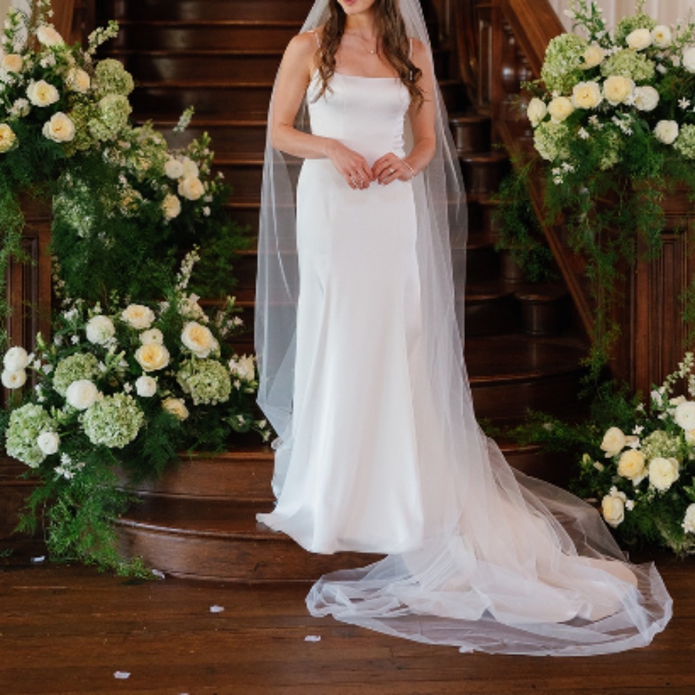 Jenny by Jenny Yoo Ronnie Fitted Stretch Satin Wedding Gown - Picture 5 of 6